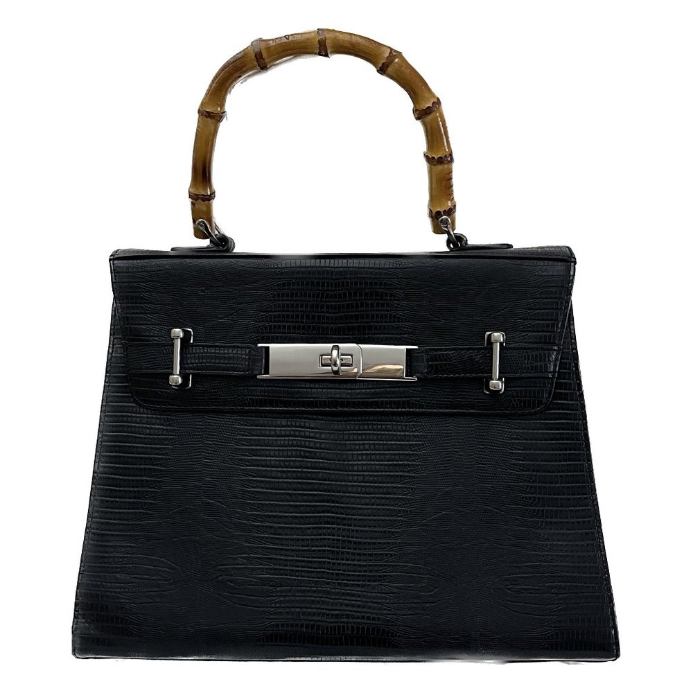 Vintage Talbots Black Faux Crocodile Handbag - Perfect Tablet Tote!